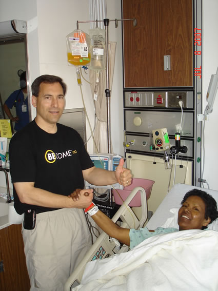 Dave & Irene enjoying Dave’s platelets being transfused