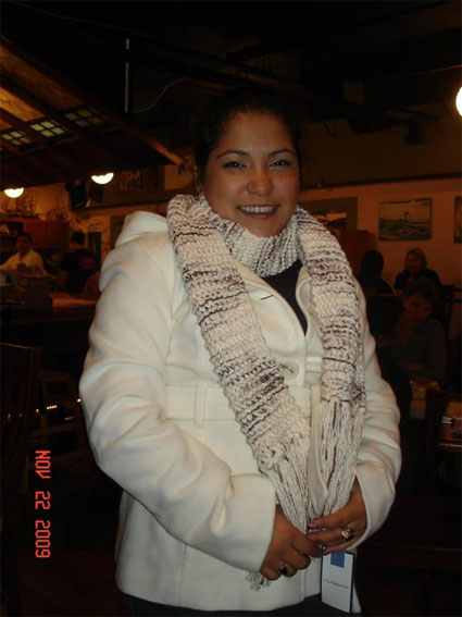 Jocelyn with her new coat and scarf