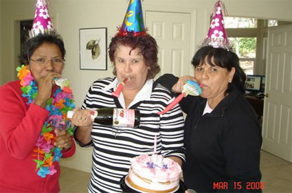Irene and her sisters celebrating