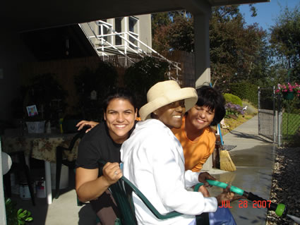 JoAnna, Irene, and Carmen in the Wisteria Garden